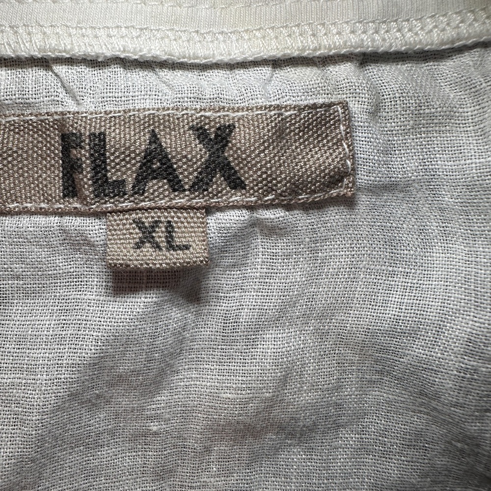 Flax white linen sleeveless V Neck dress pocket XL - Picture 8 of 8